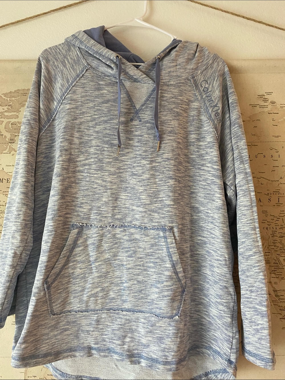 Womens Calvin Klein  Light Blue Heathered Hoodie